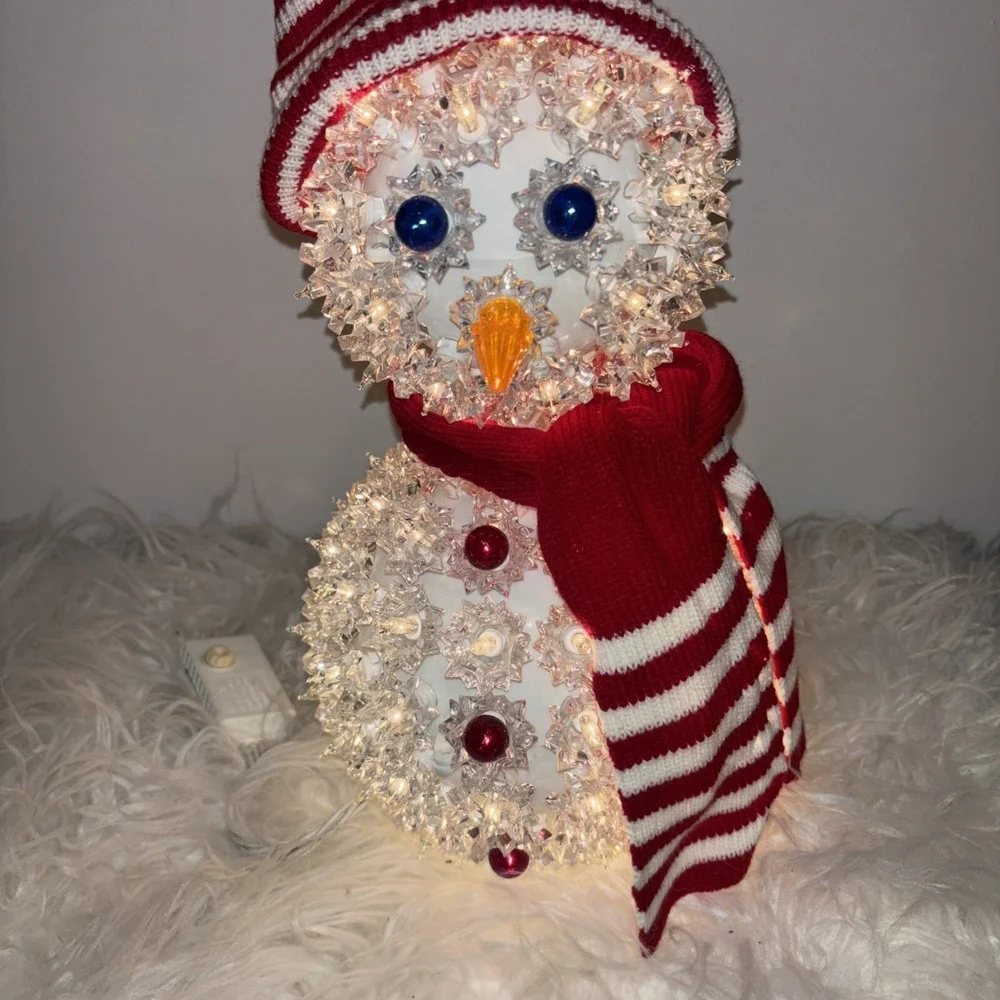 Vintage Snowman Lighted Decoration Atomic Star Burst Shaped Light Covers With